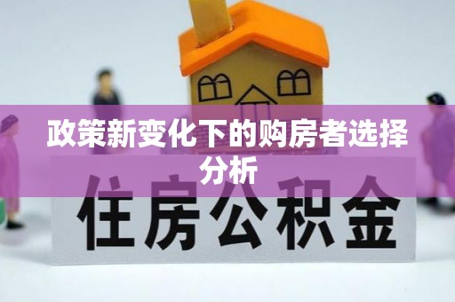 垦利政策新变化下的购房者选择分析
