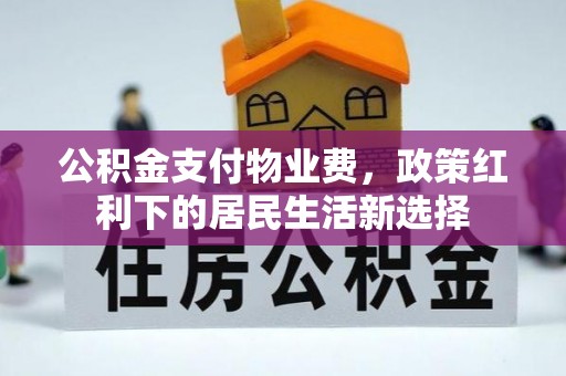 垦利公积金支付物业费，政策红利下的居民生活新选择